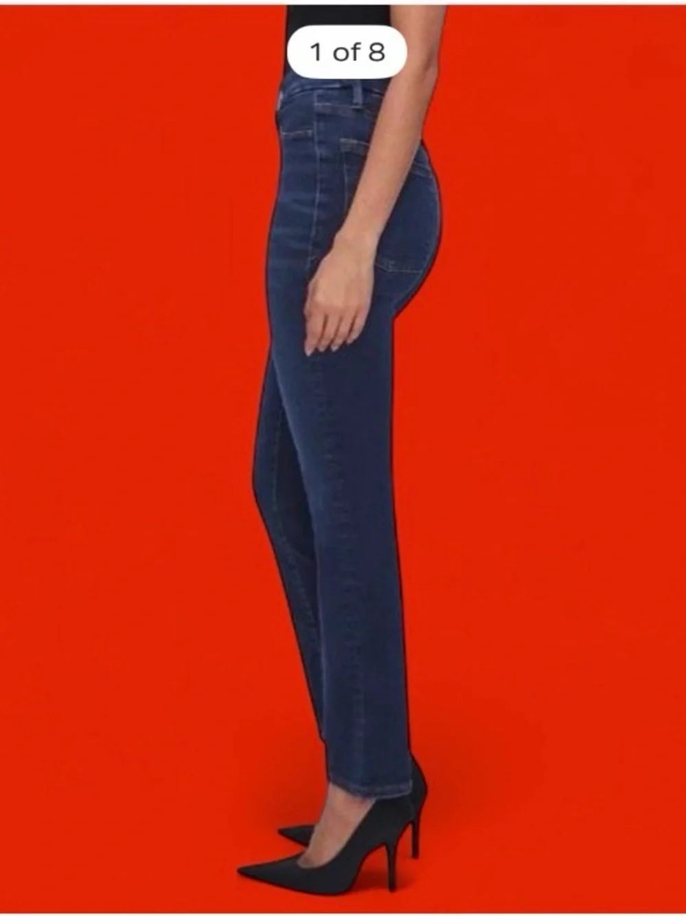 Good American Indigo Pull-On Straight Jeans (very clean worn, only once)